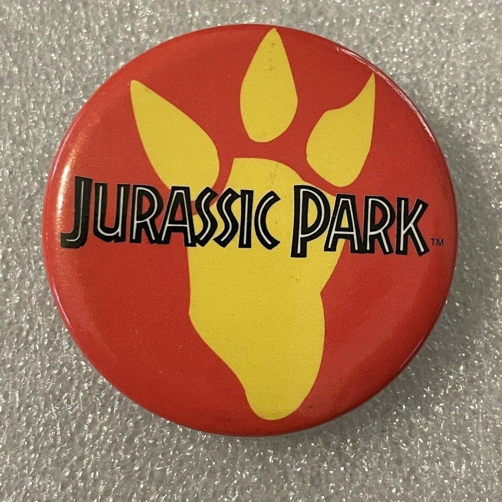 1993 Vintage Jurassic Dinosaurs Foot Print Pin Back Pinback Button Badge